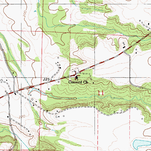 Topographic Map of Concord Church, AL
