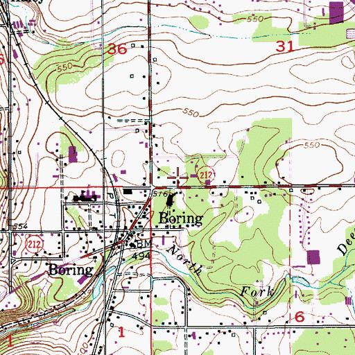 Topographic Map of Boring Post Office, OR