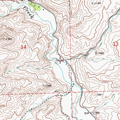 Topographic Map of Bridge Creek Post Office (historical), OR
