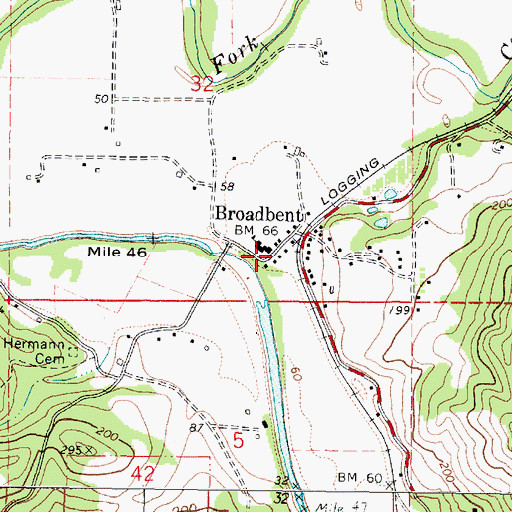 Topographic Map of Broadbent Post Office, OR