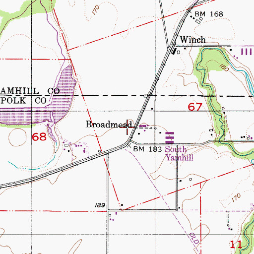 Topographic Map of Broadmead Post Office (historical), OR