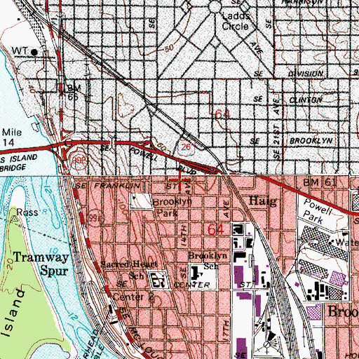 Topographic Map of Brooklyn Post Office, OR