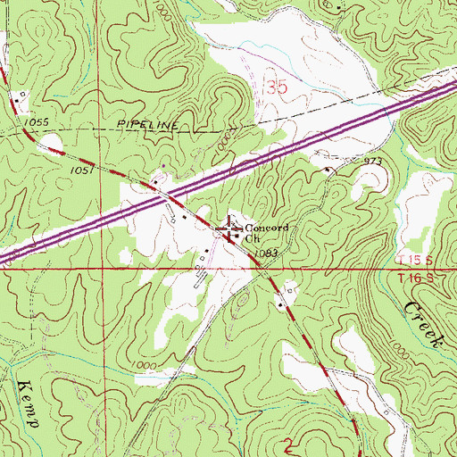Topographic Map of Concord Church, AL