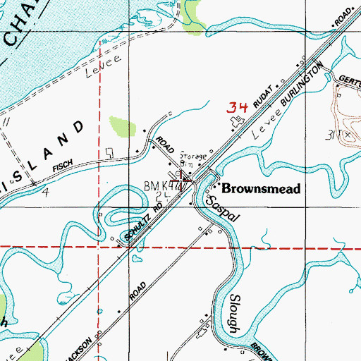 Topographic Map of Brownsmead Post Office (historical), OR