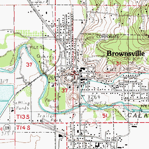 Topographic Map of Brownsville Post Office, OR