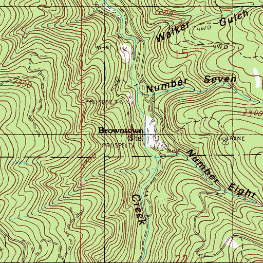Topographic Map of Browntown Post Office (historical), OR