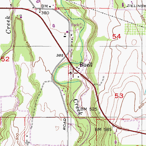 Topographic Map of Buell Post Office (historical), OR