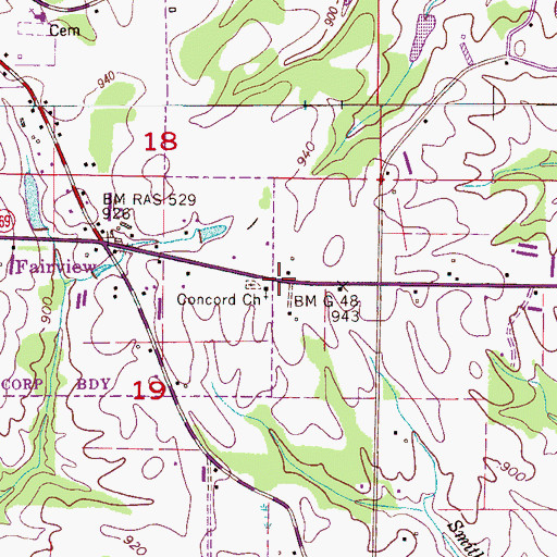 Topographic Map of Concord Missionary Baptist Church, AL