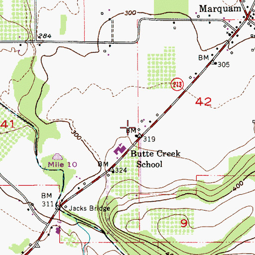 Topographic Map of Butte Creek Post Office (historical), OR