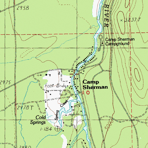 Topographic Map of Camp Sherman Post Office, OR