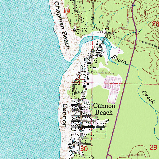 Topographic Map of Cannon Beach Post Office, OR