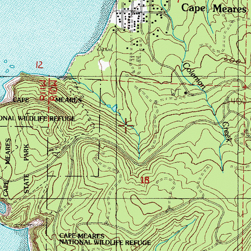 Topographic Map of Cape Meares Post Office (historical), OR