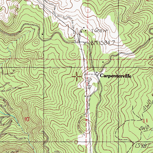 Topographic Map of Carpenterville Post Office (historical), OR