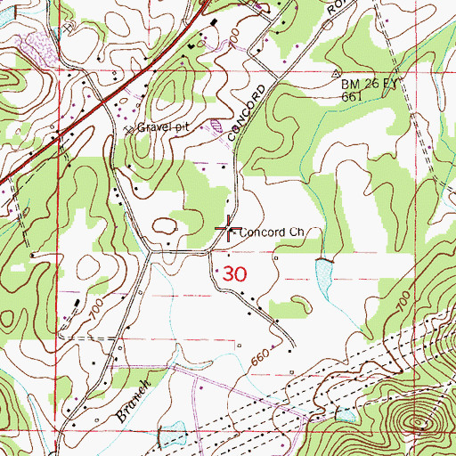 Topographic Map of Concord Church, AL