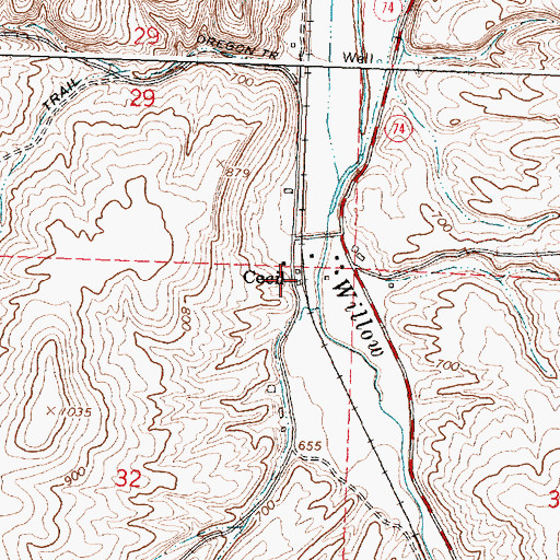 Topographic Map of Cecil Post Office (historical), OR
