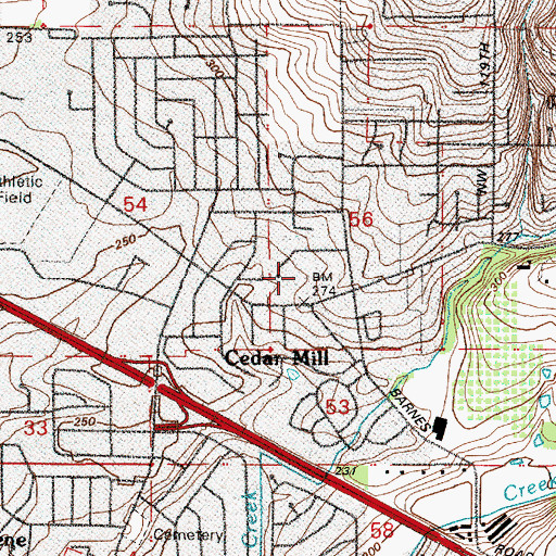 Topographic Map of Cedar Mill Post Office, OR