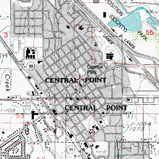 Topographic Map of Central Point Post Office, OR