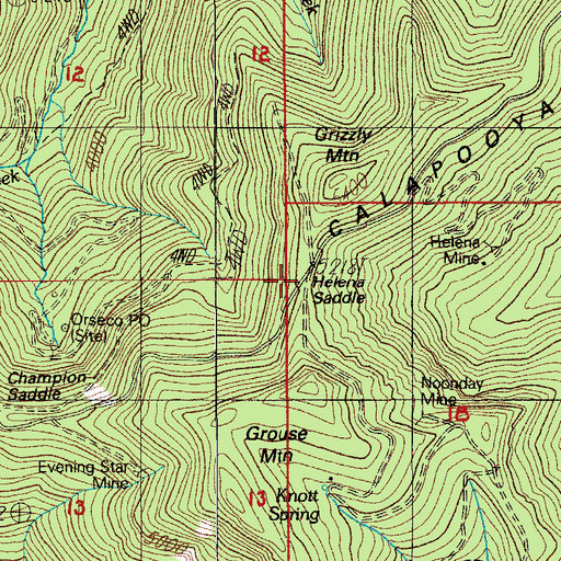 Topographic Map of Champion Post Office (historical), OR