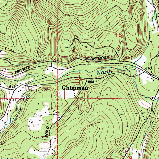 Topographic Map of Chapman Post Office (historical), OR