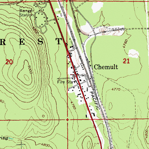 Topographic Map of Chemult Post Office, OR