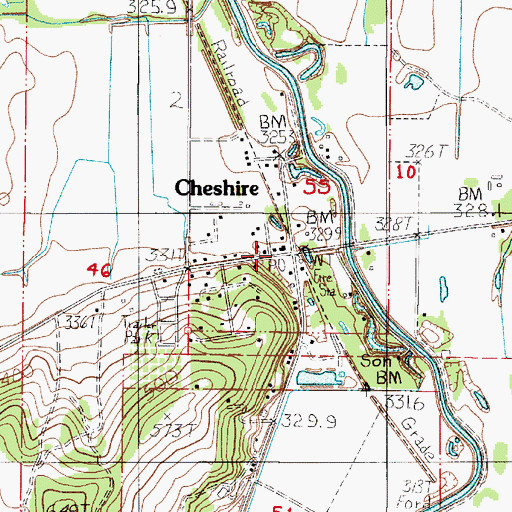 Topographic Map of Cheshire Post Office, OR