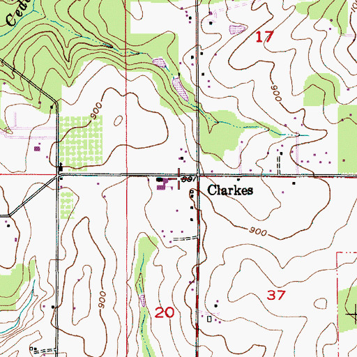 Topographic Map of Clarkes Post Office (historical), OR