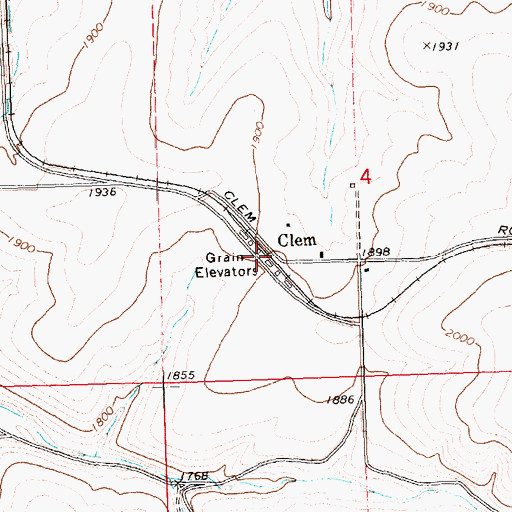 Topographic Map of Clem Post Office (historical), OR