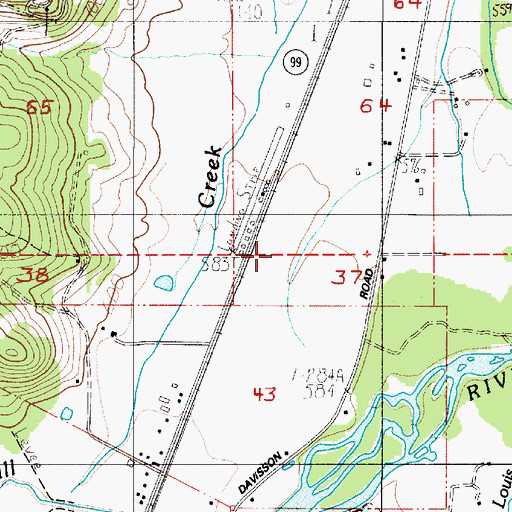 Topographic Map of Coast Fork Post Office (historical), OR