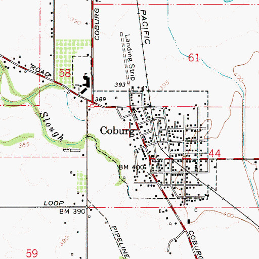 Topographic Map of Coburg Post Office, OR