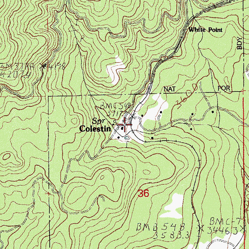 Topographic Map of Colestin Post Office (historical), OR