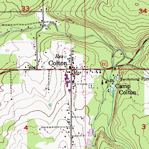 Topographic Map of Colton Post Office, OR
