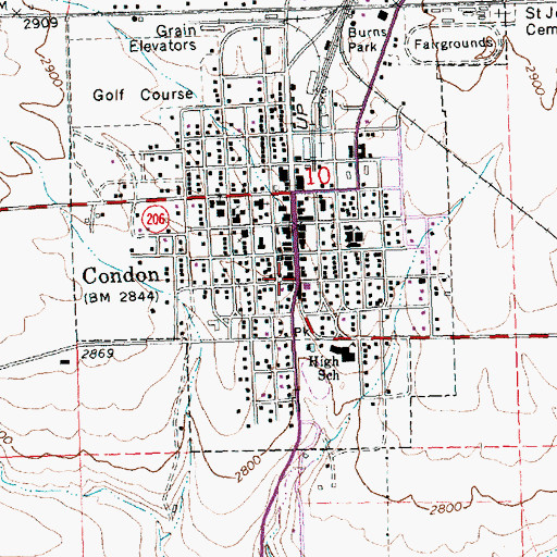 Topographic Map of Condon Post Office, OR