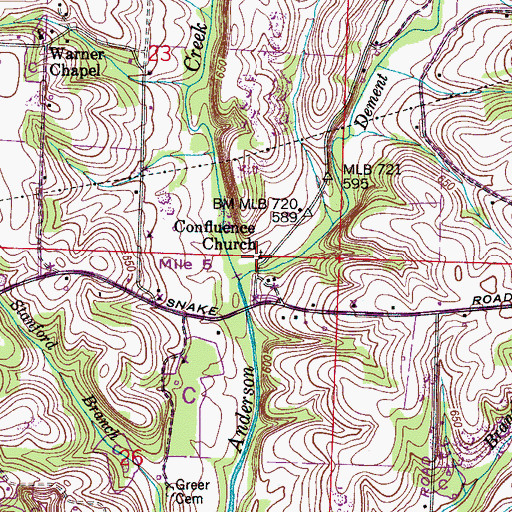 Topographic Map of Confluence Methodist Church, AL