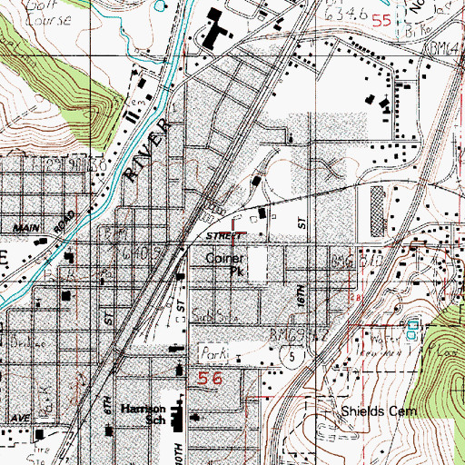 Topographic Map of Cottage Grove Post Office, OR