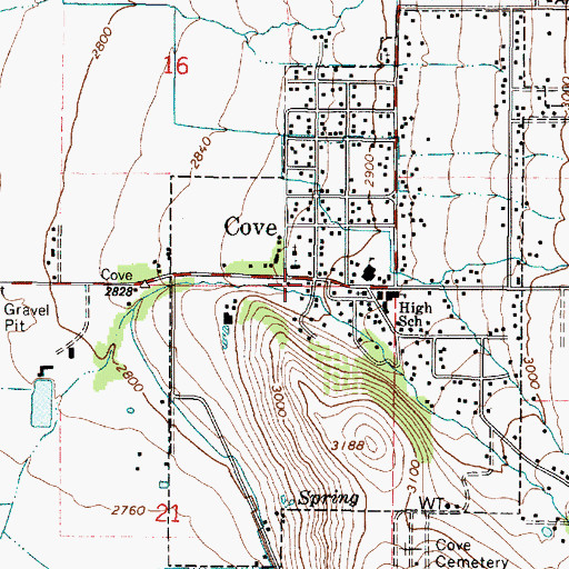 Topographic Map of Cove Post Office, OR