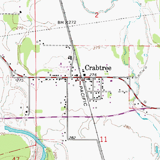 Topographic Map of Crabtree Post Office, OR