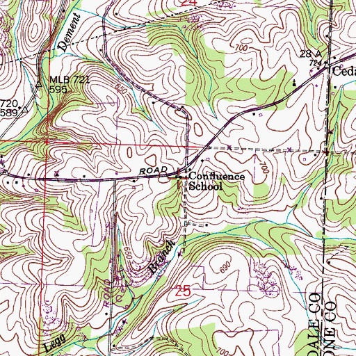 Topographic Map of Confluence School, AL
