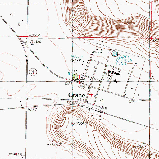 Topographic Map of Crane Post Office, OR