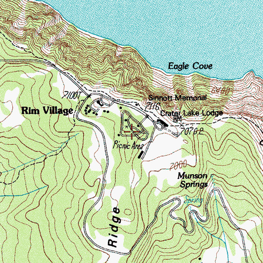 Topographic Map of Crater Lake Post Office, OR