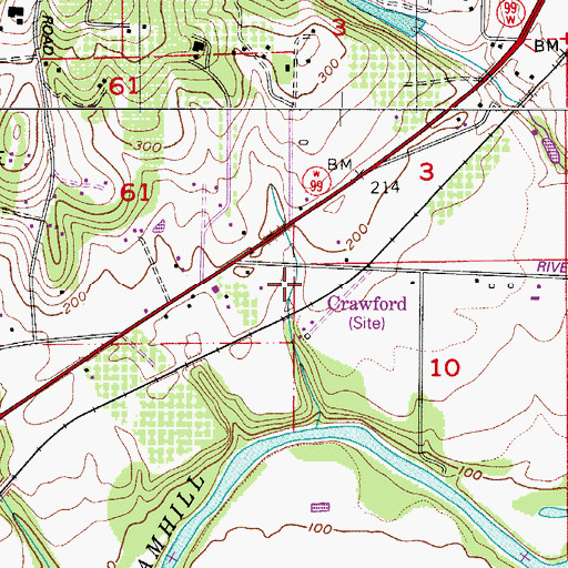 Topographic Map of Crawford Post Office (historical), OR