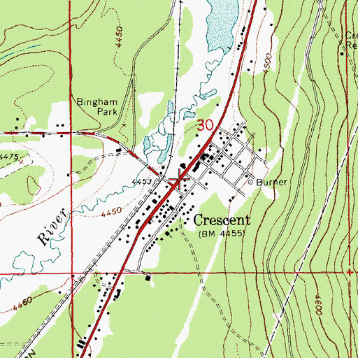 Topographic Map of Crescent Post Office, OR