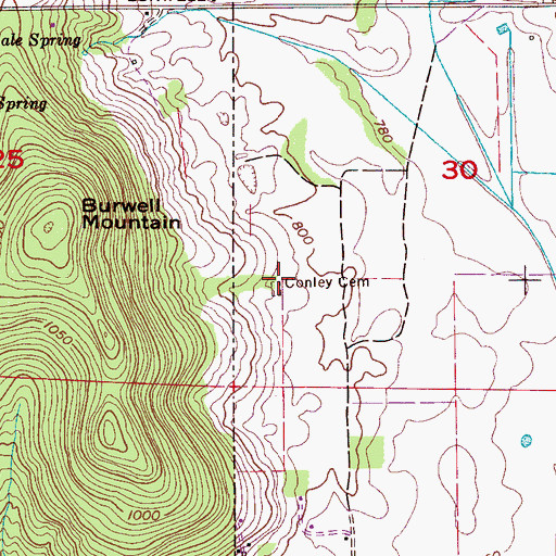 Topographic Map of Conley Cemetery, AL