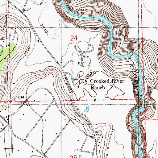 Topographic Map of Crooked River Ranch Post Office, OR