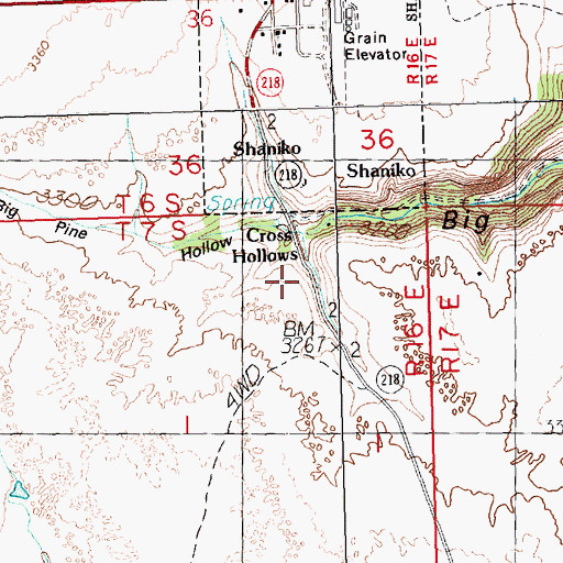 Topographic Map of Cross Hollows Post Office (historical), OR
