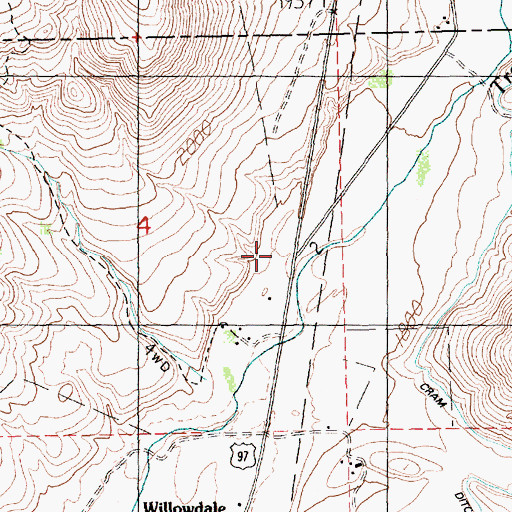 Topographic Map of Cross Keys Post Office (historical), OR