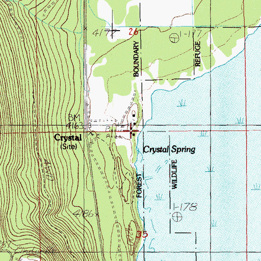 Topographic Map of Crystal Post Office (historical), OR