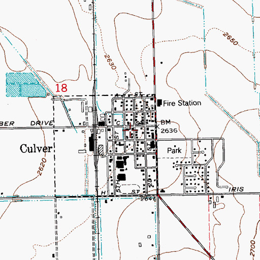 Topographic Map of Culver Post Office, OR