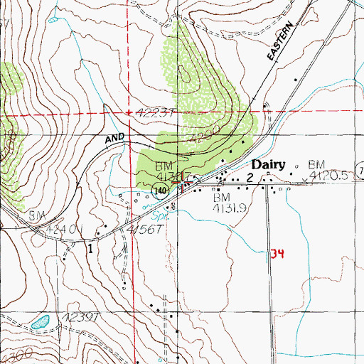 Topographic Map of Dairy Post Office, OR