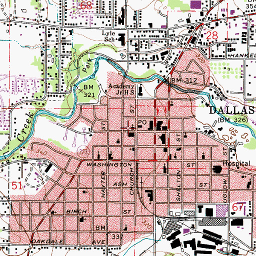 Topographic Map of Dallas Post Office, OR