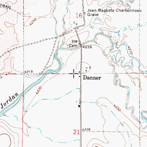 Topographic Map of Danner Post Office (historical), OR
